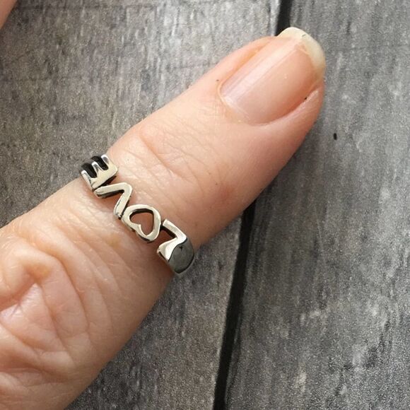 Sterling Silver Love Toe Ring Midi Ring - Picture 5 of 5